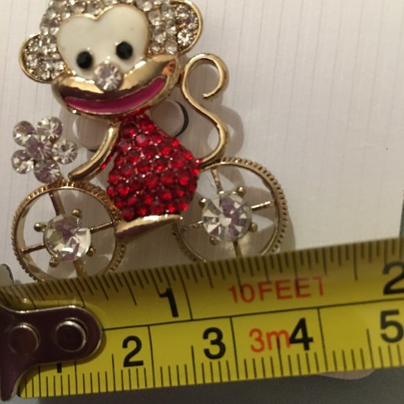 Monkey Riding A Bicycle Pin Brooch So Cute NEW Drawer 2 - Picture 5 of 8